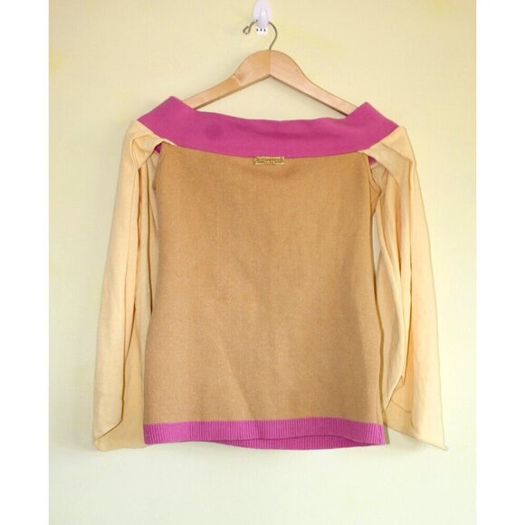 Elhoffer Design Women's Y2K top size Large Hippie Color Block Pink & Yellow USA - Picture 2 of 9